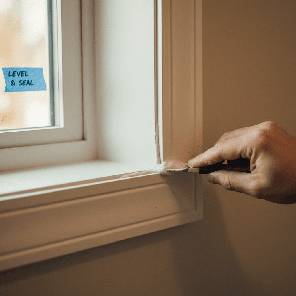 Window installation detail showing professional trim and paint work