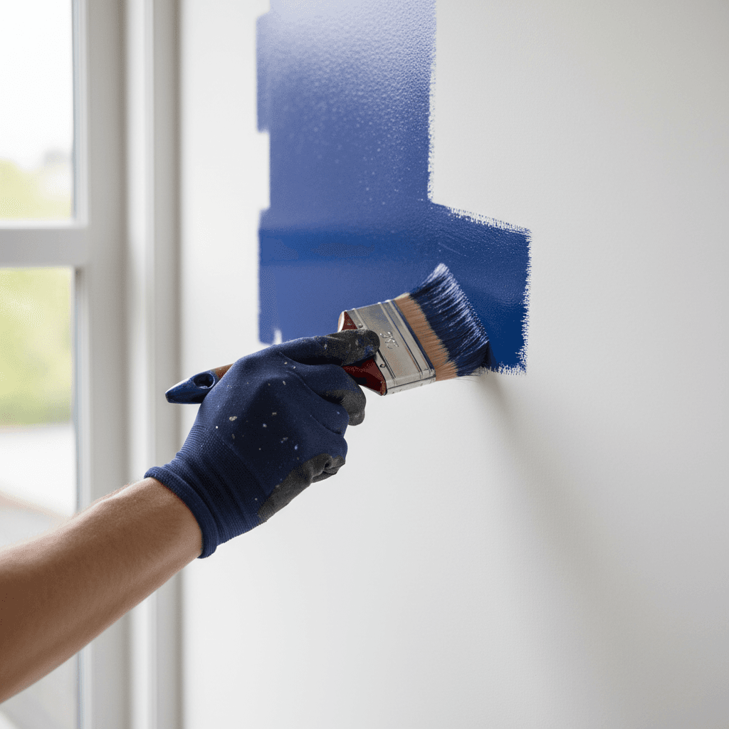 Exterior painting application on residential home