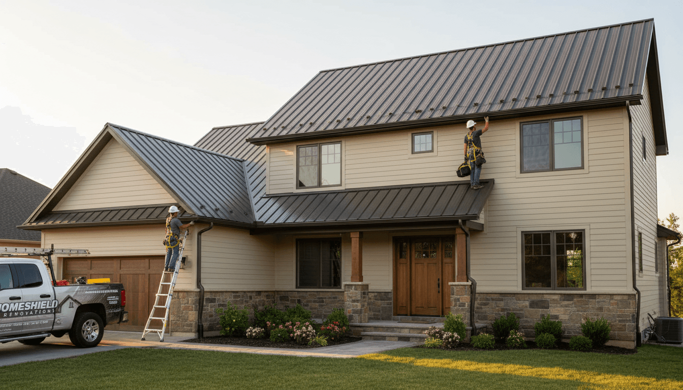 Completed home exterior with new siding installation