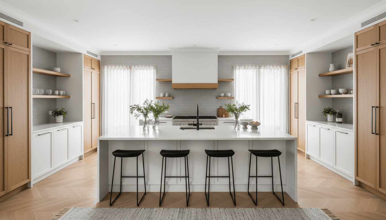 Completed kitchen remodel with new flooring and cabinetry in Tulsa home